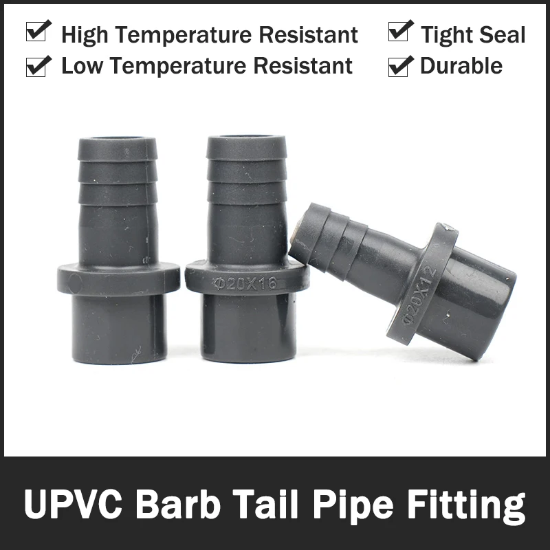 

UPVC Hose Barb Tail Quick Connector 20x5~63x50mm Hard Tube Plastic Adapter Garden Irrigation Water Pipe Soft Hose Joints Fitting