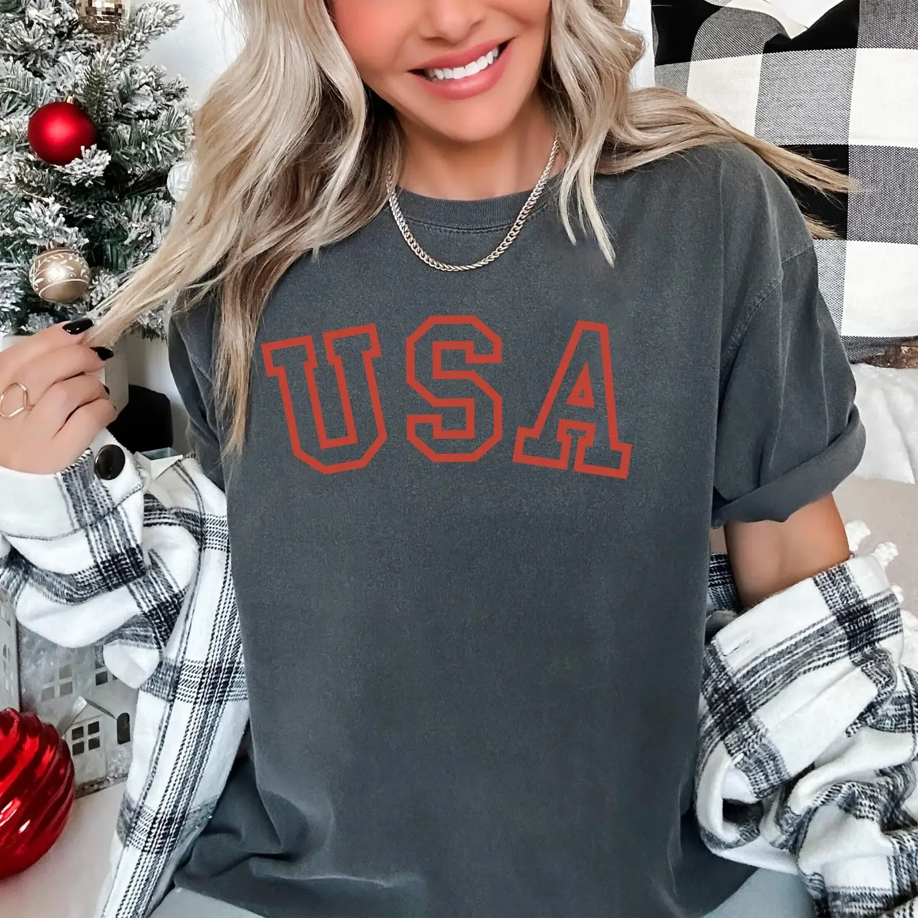 Comfort Color Usa T Shirt American Flag Patriotic Independence Day 4Th Of July Memorial Freedom