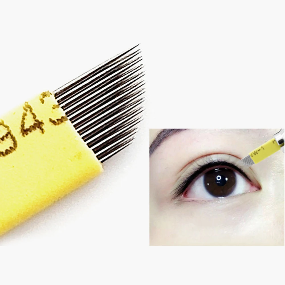 23 pin jarum Microblading baris ganda perlengkapan tato Dermografo Agujas 0.2mm pisau Tebori untuk Manual Eyeliner micro-shading