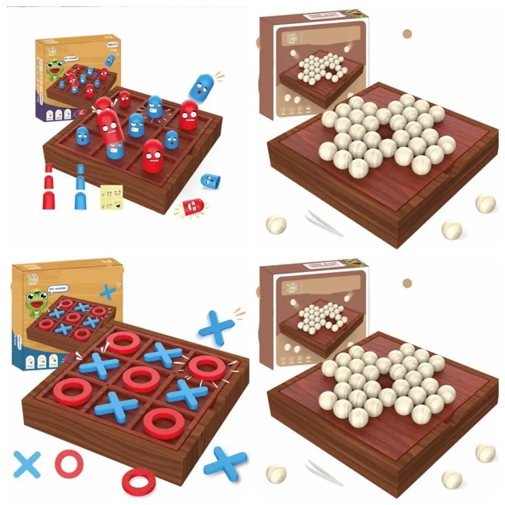 ไม้ Tick Tac Toe กระดานตกแต่ง XO หมากรุก Kong Mingqi หมากรุกตารางเกมกระดาน Solitaire เกมกระดาน Square