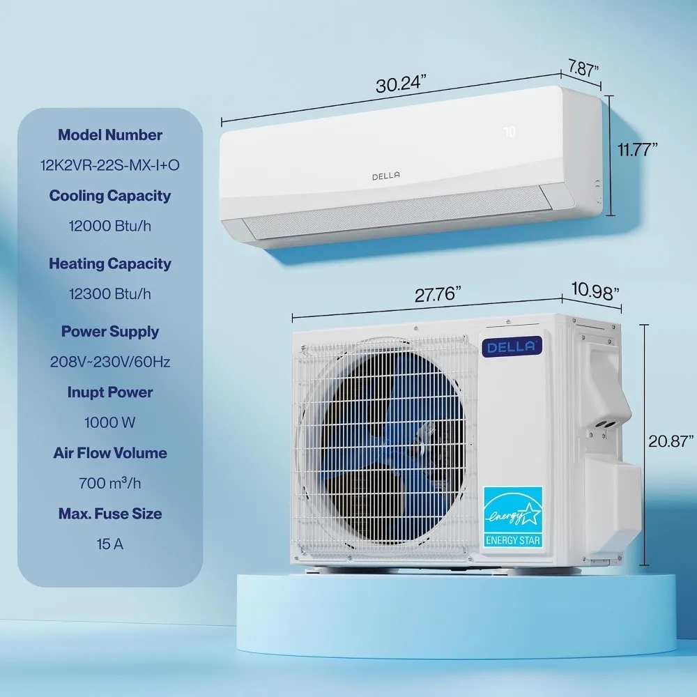 12000 BTU Mini Split Air Conditioner with Soft Airflow, Energy Star 19 SEER2 230V, 1 Ton Inverter Heat Pump, Customized