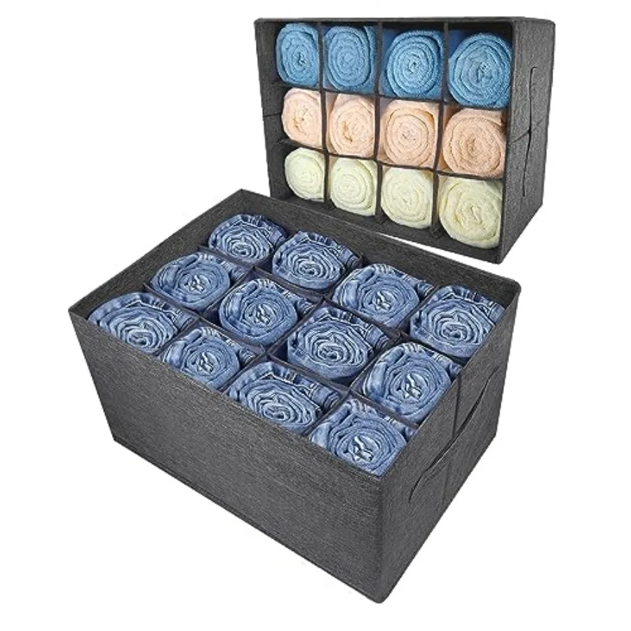 

Closet Organizers and Storage Bins for Clothes - 12 Cell Drawers Organizer Grid Storage Box for Jeans Pants Sweater Towel T-shi