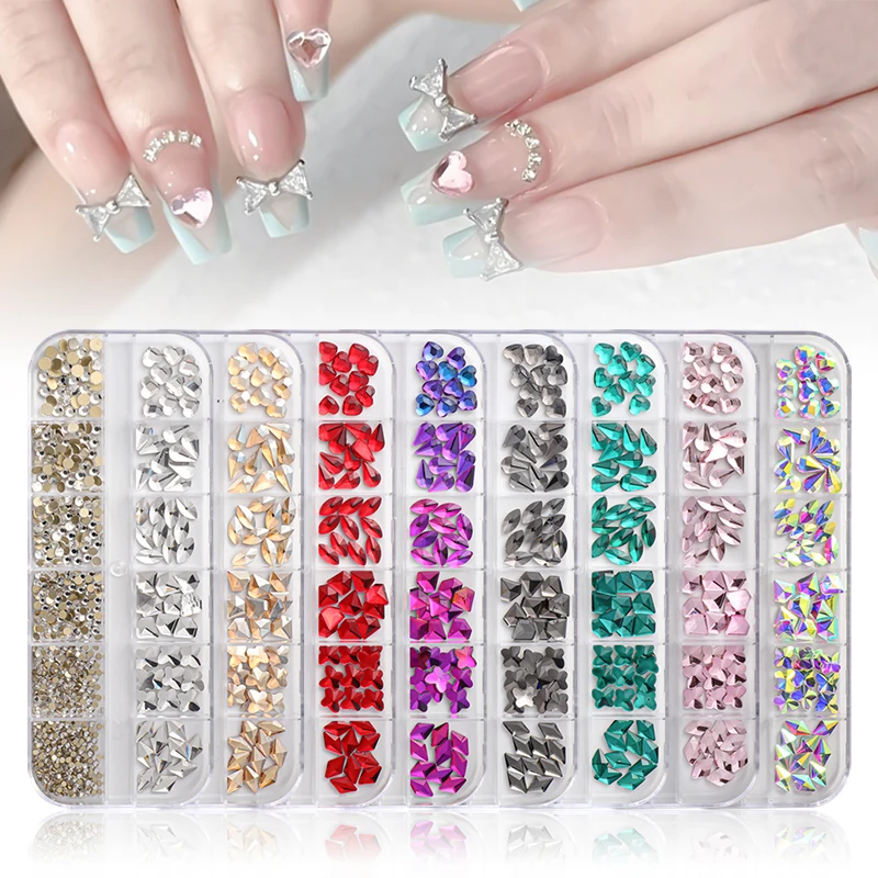 

1 Box Nail Rhinestones Crystal High Quality Nail Decoration Accessories Y2k Set for Nail Art Jewelry Charm Bulk Small