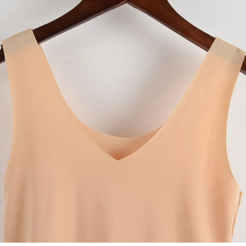 Seamless Silky Camisole Vest Summer Women Thin Breathable Sleeveless Crop Tops Underwear Female Plus Size Tube Tops M-3XL