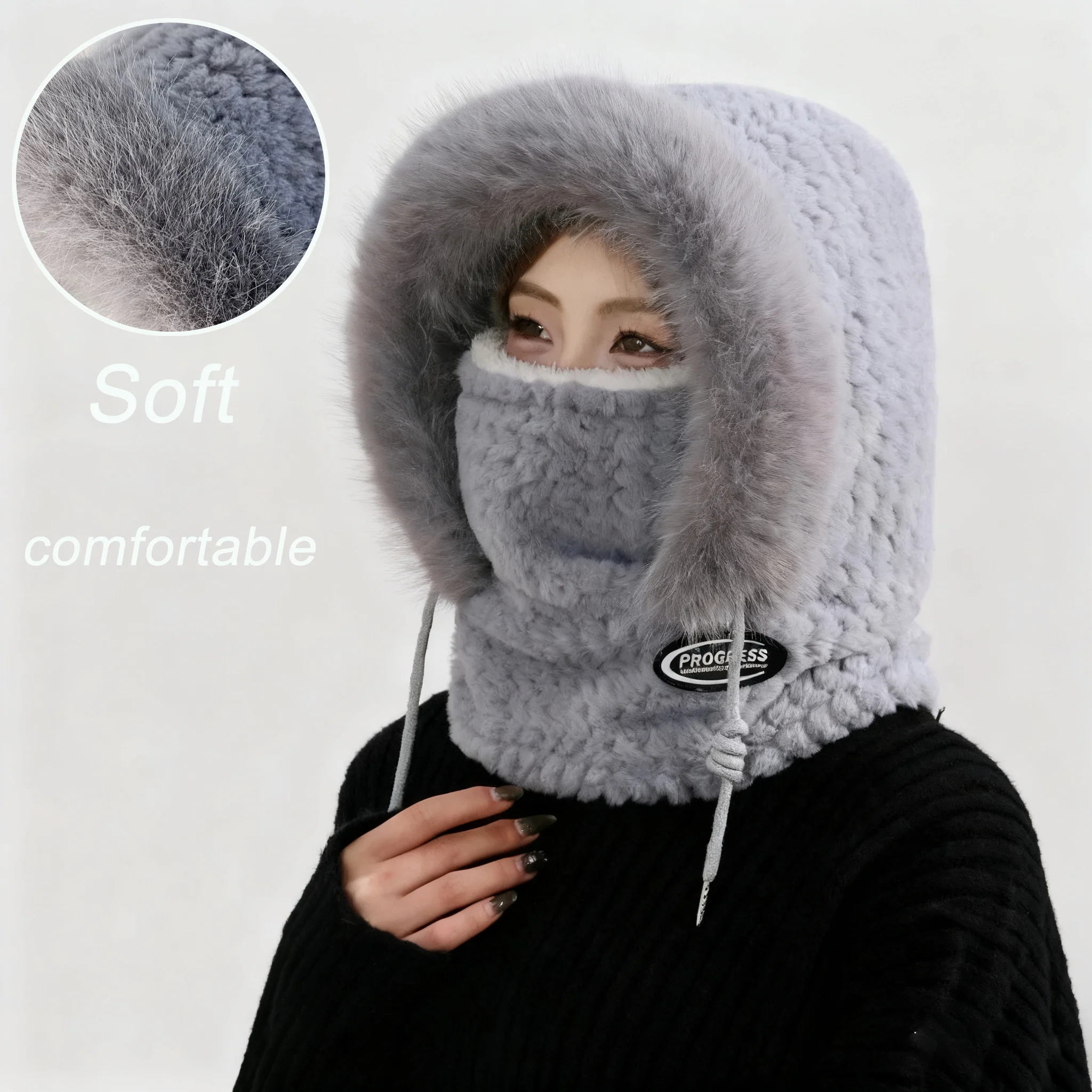 

Winter Hat Scarf Mask 3in1 Balaclava Cold Weather Windproof Riding Skiing Ear Protection Warm Face Cover