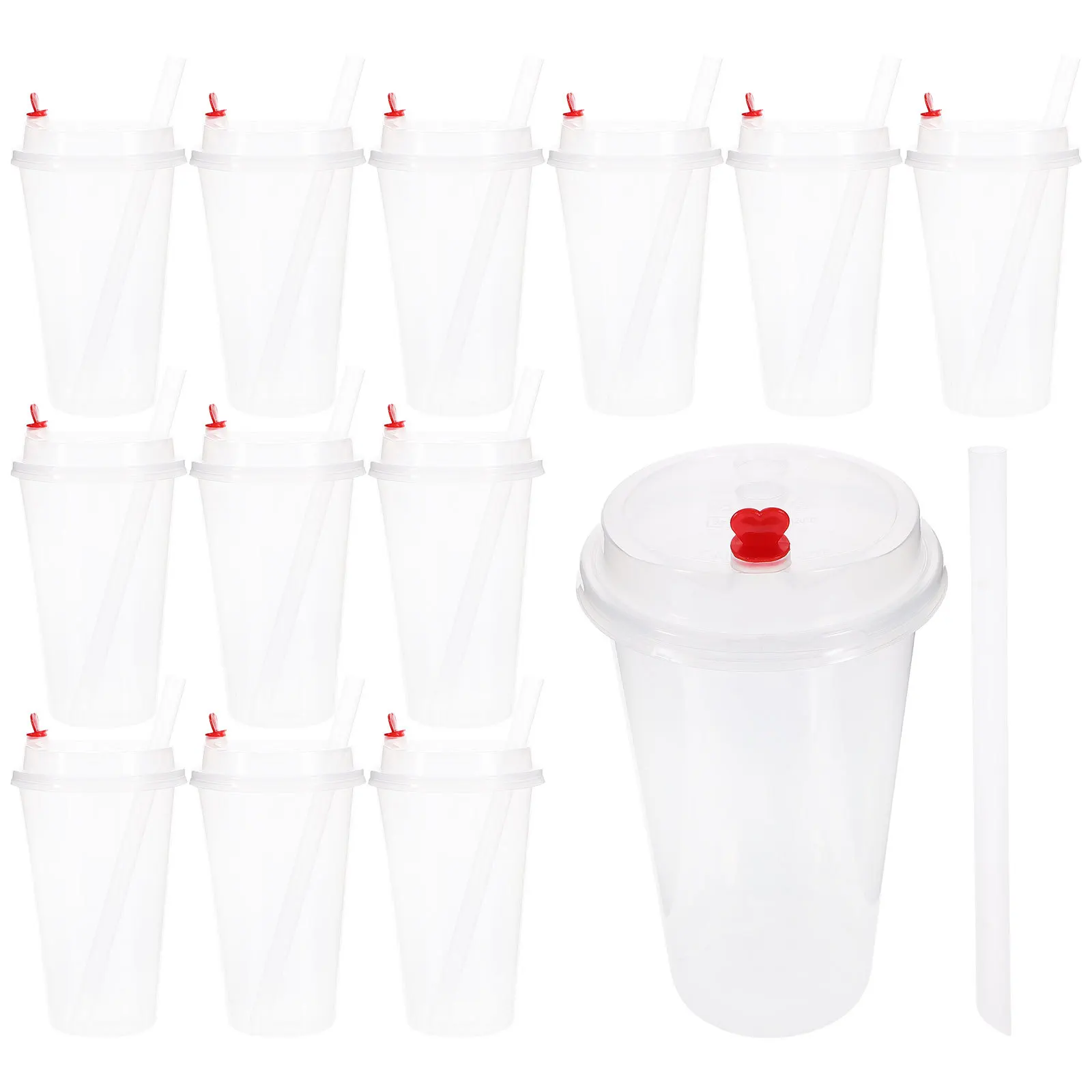 

25 set 500Ml/17Oz Cold Drink Cups Clear Plastic Drinking Cups For Water Juice Coffee Beverage Lids Included Party Supplies