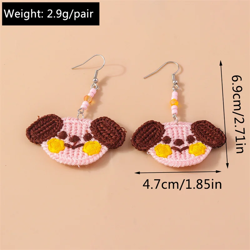 Aihua handgefertigte gestrickte niedliche Tier-Dinosaurier-Ohrringe für Frauen und Mädchen, gehäkeltes Einhorn, Bär, Fuchs, Hund, Ohrringe, niedliche Schmuckgeschenke – Detail 11