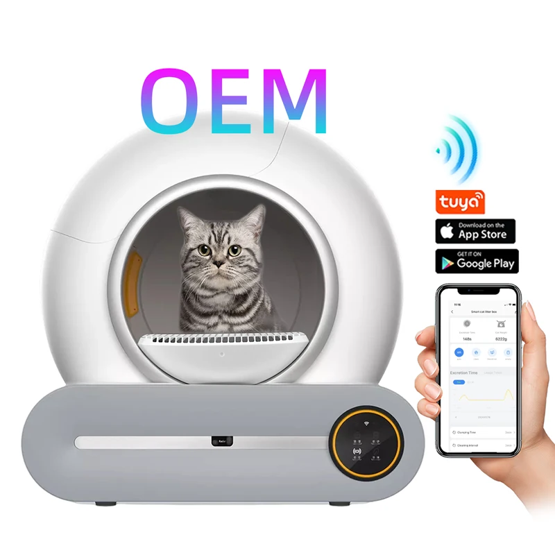 

Tuya APP Automatic Smart Self Cleaning Cat Box Self-cleaning Semi-Enclosed Cat Toilet Robot Box Self Cleaning 65L