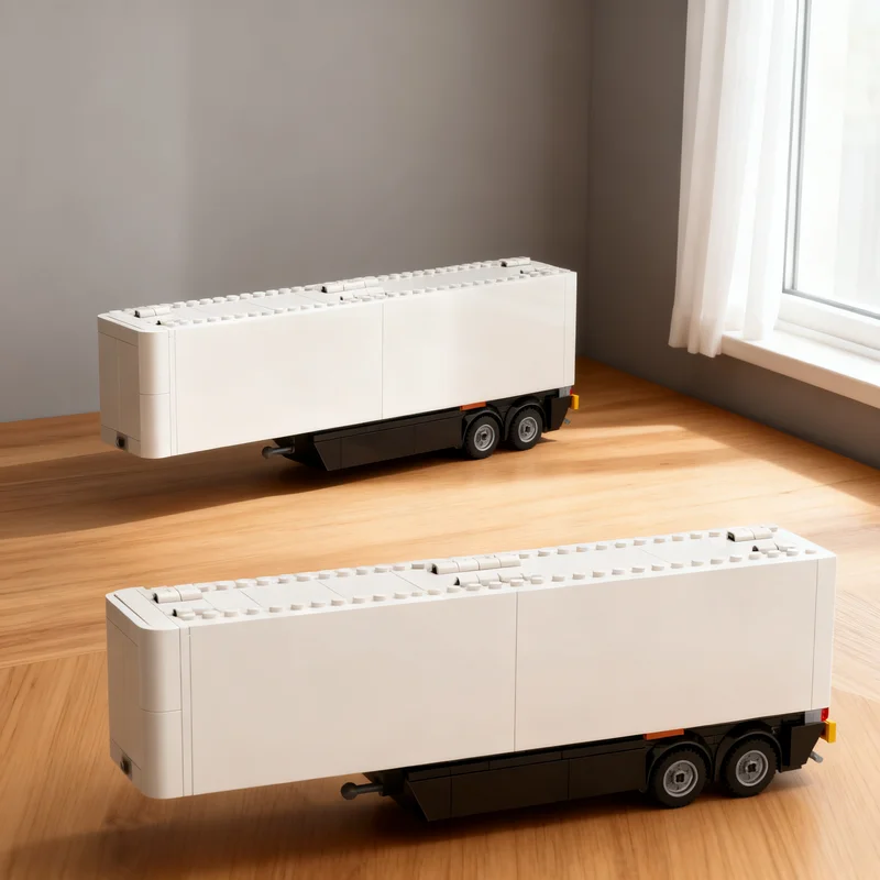 433pcs MOC City white lorry trailer Model Christmas Gift DIY Assembly Creative Collectible For Living Room Art