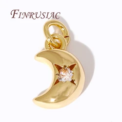 Wholesale Metal Moon Charms Accessories For Earrings 18K Gold Plated Brass with Zircon Pendants For DIY Jewelry Making Findings