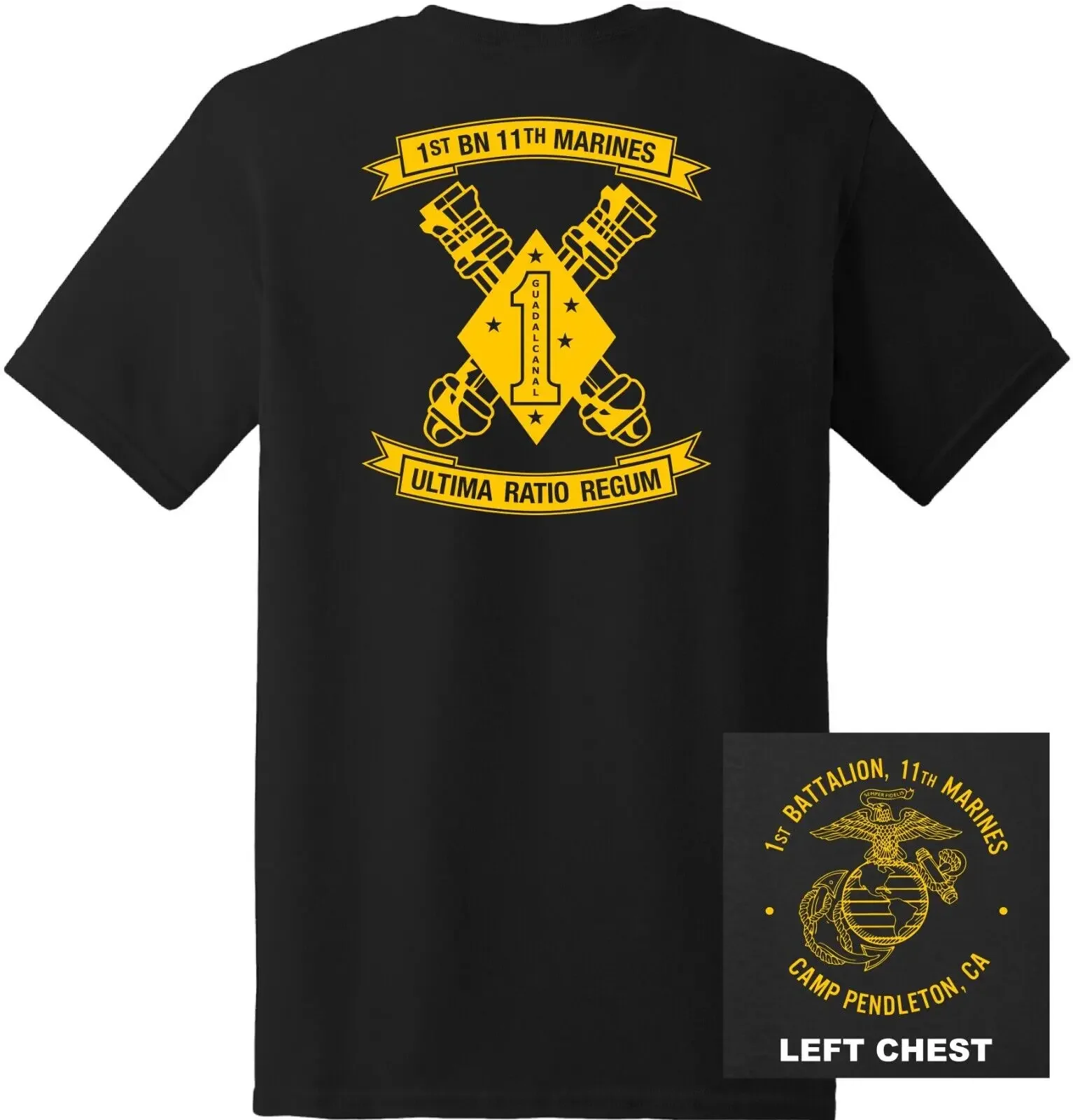 US Marine Corps - 1st Battalion, 11th Marines Regiment T-Shirt 100% Cotton O-Neck Short Sleeve Summer Casual Mens T-shirt