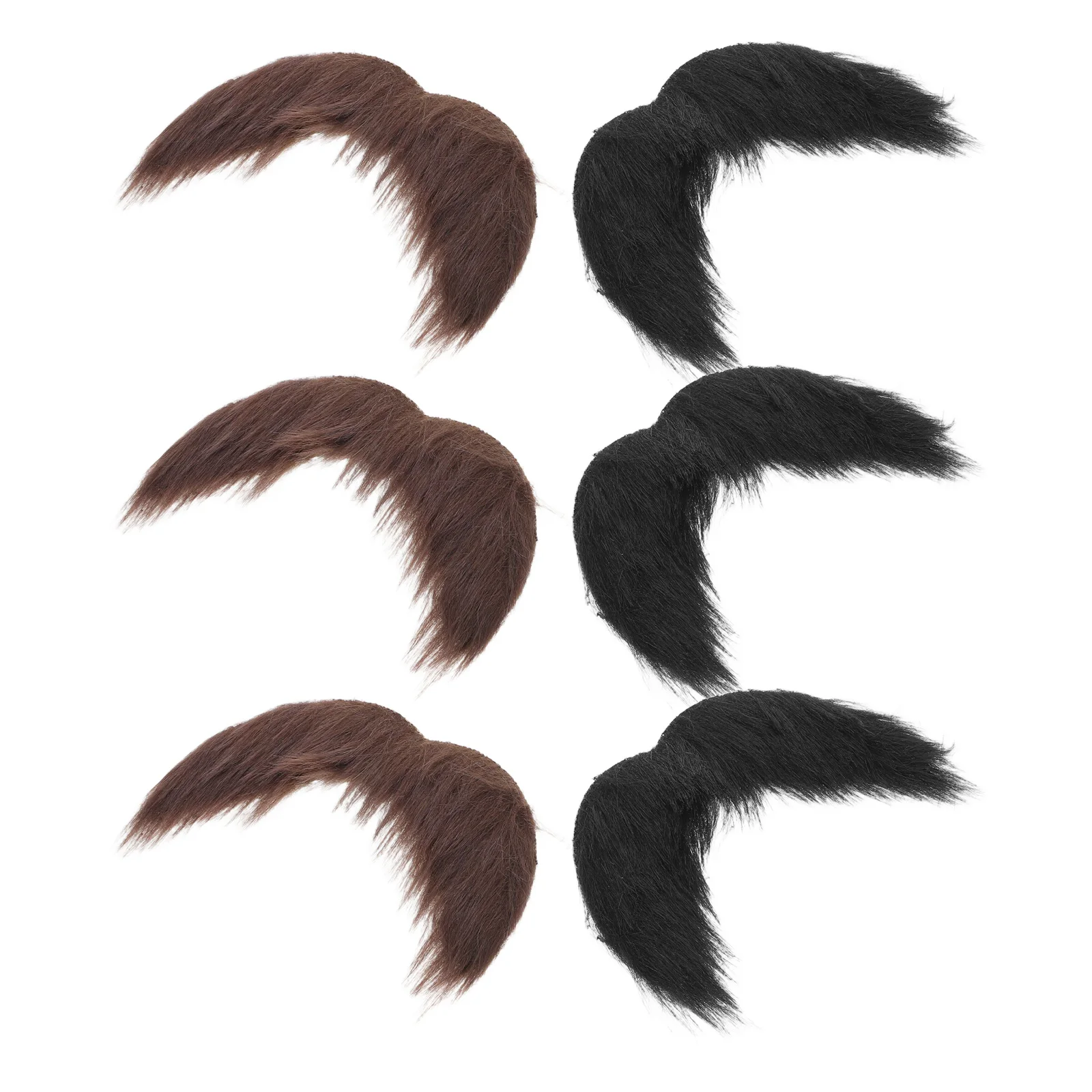 

6pcs Fake Brown Mustache Set Realistic Stick-On Beard Costume Accessories For Men Halloween Party Cosplay Masquerade Performance