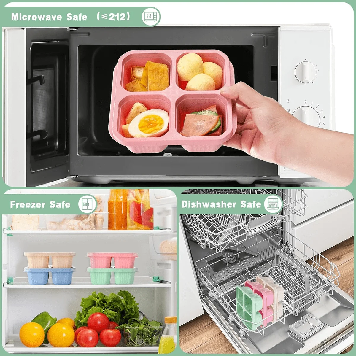 4PCS Food Crisper With Cutlery, Material, Snack Box, Fruit, Lye Bread, Travel Lunch Box, Reusable, Christmas, Halloween Gifts