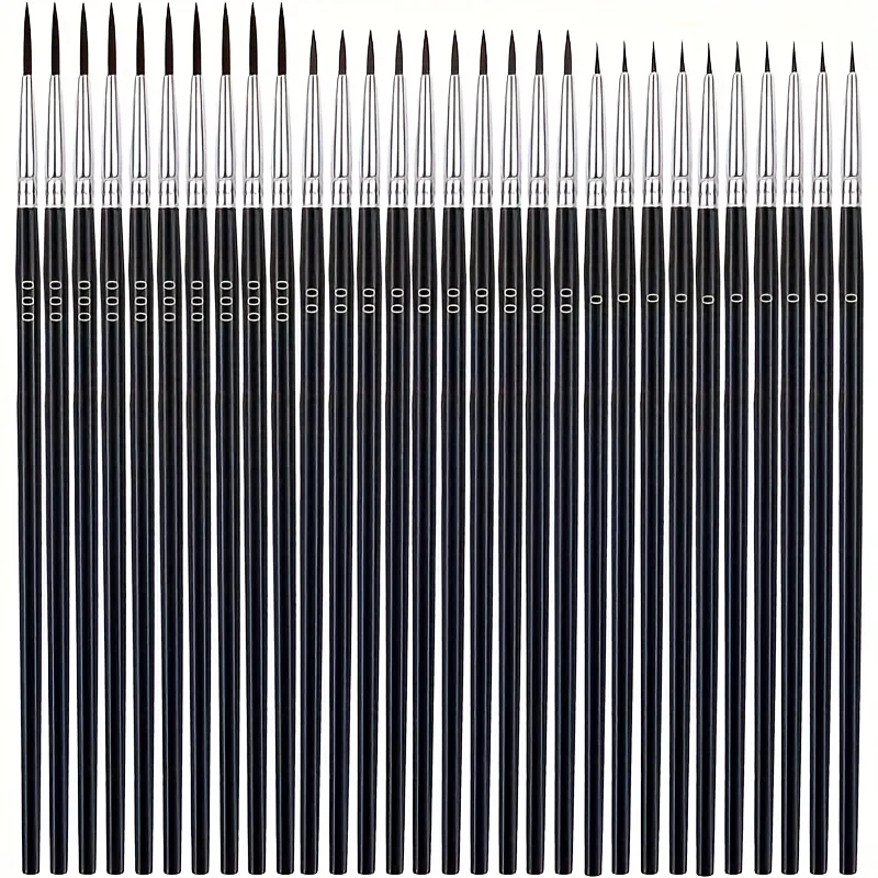 30Pcs Fine Detail Paint Brush Set #0 #00 #000 Miniature Brushes Nylon Hair for Watercolor Oil Acrylic Painting Crafts image 2