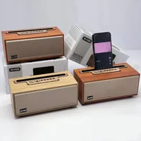 Multifunction Wooden Bluetooth Speaker TWS Wireless Subwoofer Remote Sound System mobile phone holder Portable FM Radio Dropship