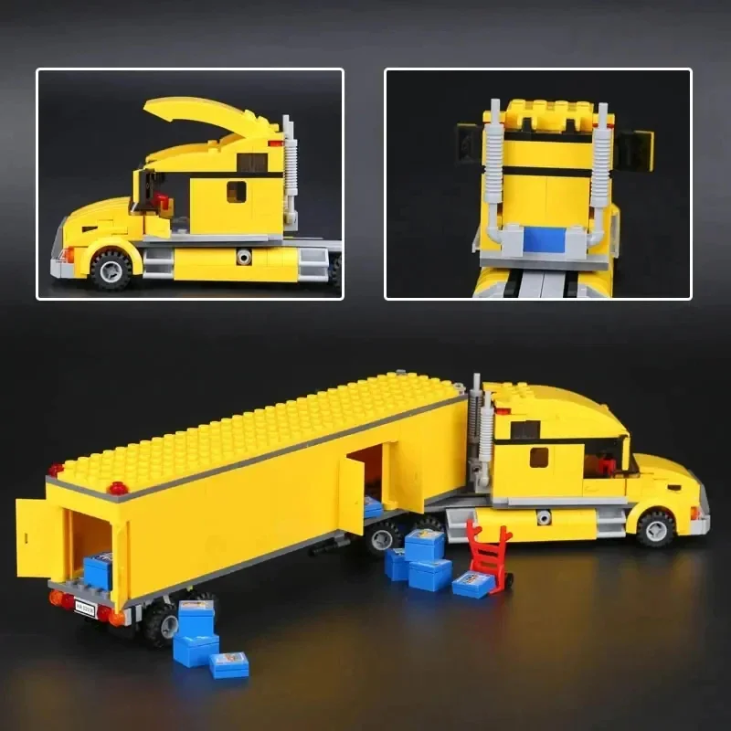 City Series Transporter Yellow Big Truck Vehicle  Model Building Blocks Bricks Children\'s puzzle Technical Toys for Kids Gifts