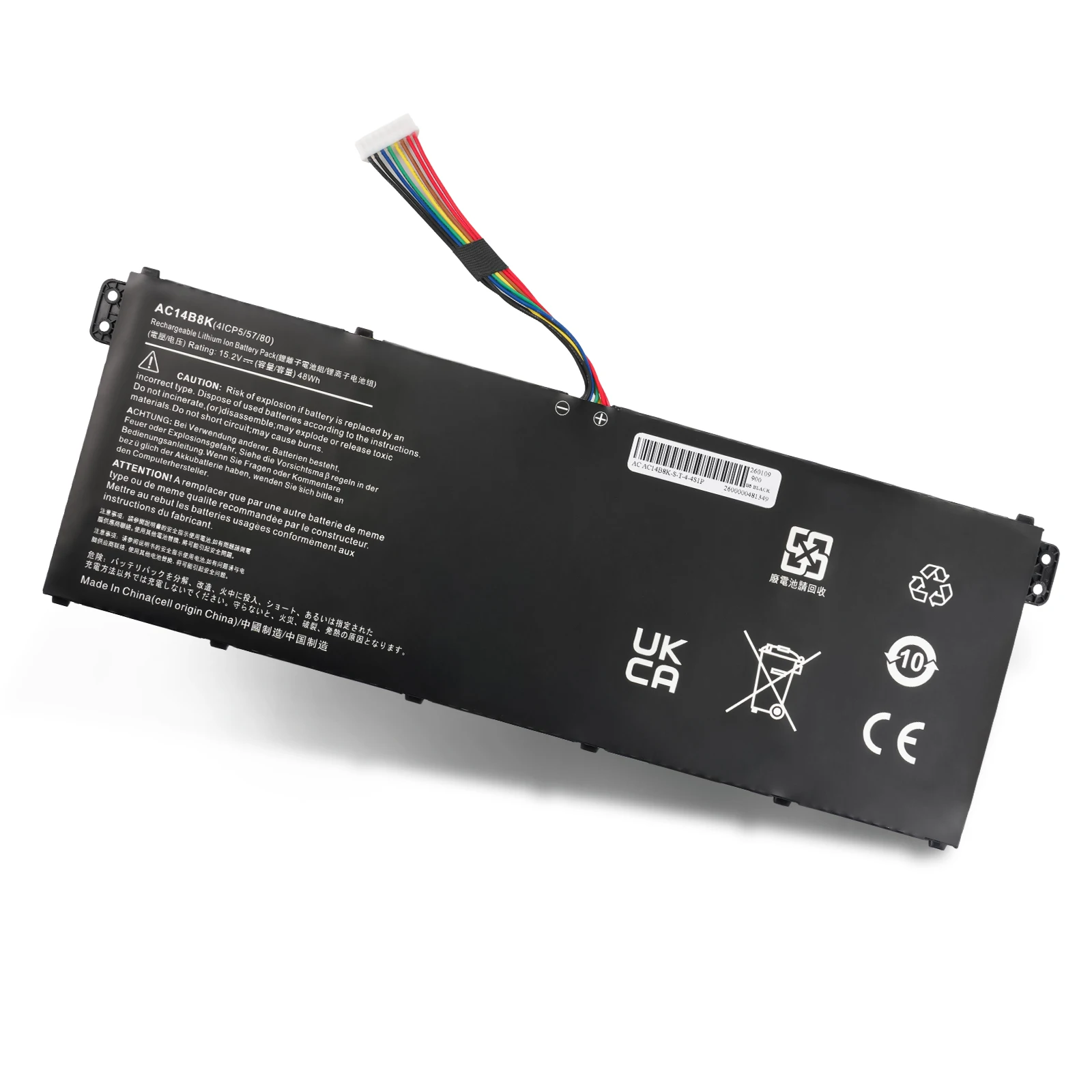 Oyomba AC14B8K Akku für Acer Nitro 5 AN515 AN515-52 AN515-53 Aspire R3-131T ES1-111 V3-111 AC14B3K AC14B7K AP14B8K 15,2V 48Wh