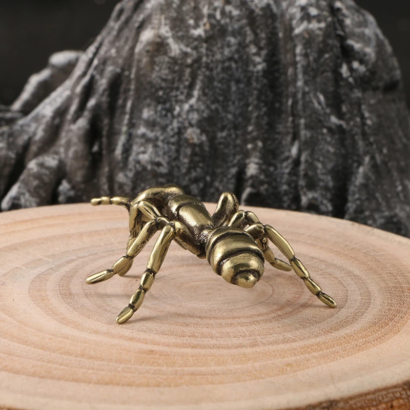 1Pc Vintage Brass Ant Small Ornament Crafts Copper Carved Insect Tea Pet Cute Home Decorative Figurines Gifts