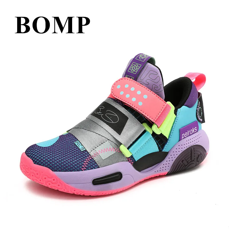 

Spring New Kids Basketball Shoes Light Non-Slip Sports Shoes For Boy Comfy Hook Loop Basketball Sneakers Girl chaussure enfant