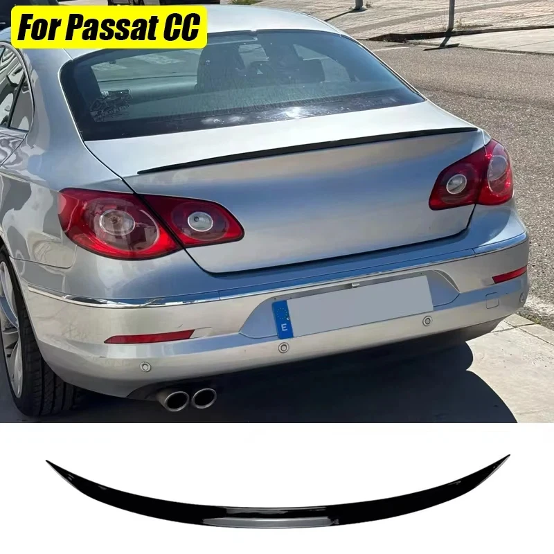120CM Gloss Black Soft Rubber Rear Spoiler Lip Splitter 5D Carbon Look Car Accessories For Volkswagen Passat CC 2009-2018