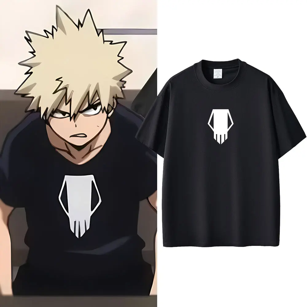 Anime My Hero Academia Bakugou Katsuki Same Style T-shirts Men Women Cartoon Cosplay T Shirt Male Casual Retro Oversized T-shirt
