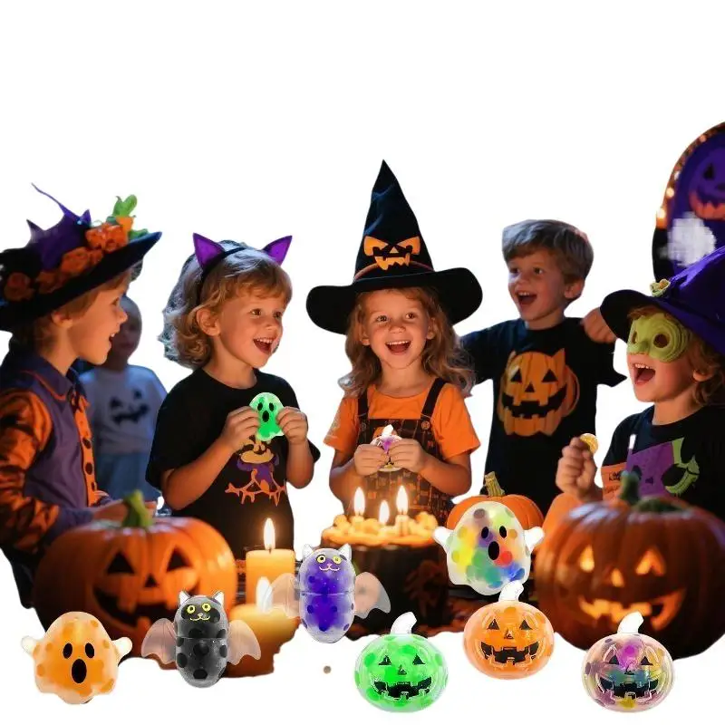 3Pcs Halloween Stress Balls Ghost Bat Pumpkin Pattern Anti Anxiety Toys for Adults Office Desk Decor