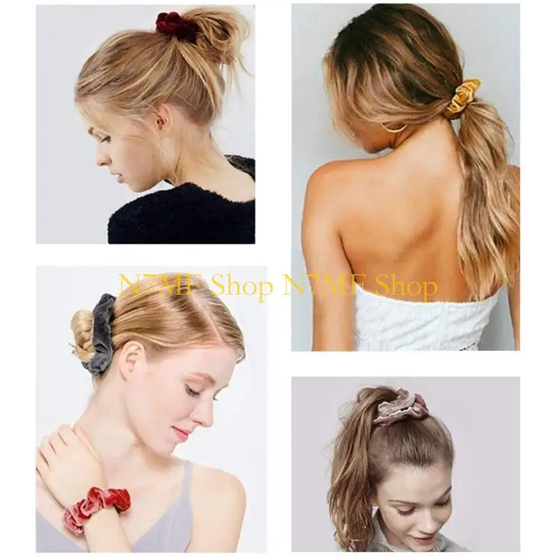 

N7MF Colorful Ponytail Holder Elastic Velvets Hair Bands With Concealed Zippers Multipurpose Scrunchies for Women and Girls