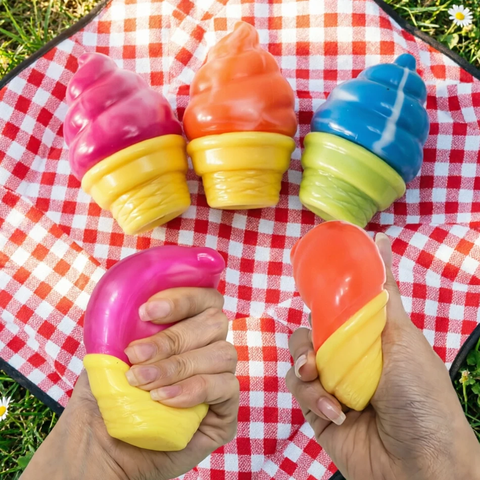 Hot Selling Colorful Ice Cream Nice Cream Shaped Decompression Cone Surprise Stress Reliever Relief Squeeze Party Gift Ornaments