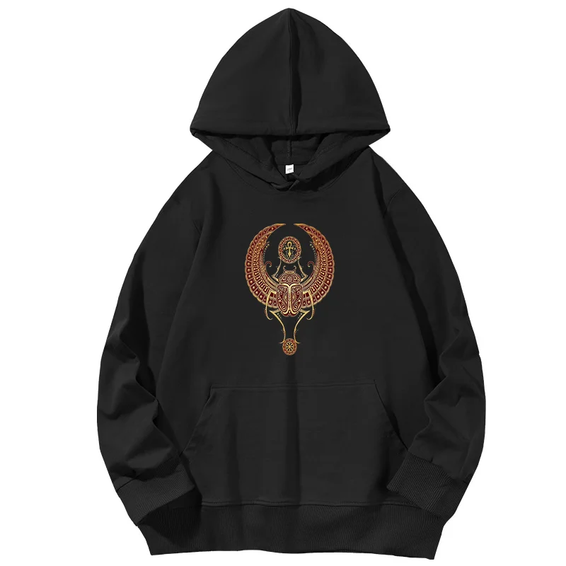 Red Winged Egyptian Scarab With Ankh graphic Hooded sweatshirts Spring Autumn essentials hoodie Hooded Shirt Men's sportswear