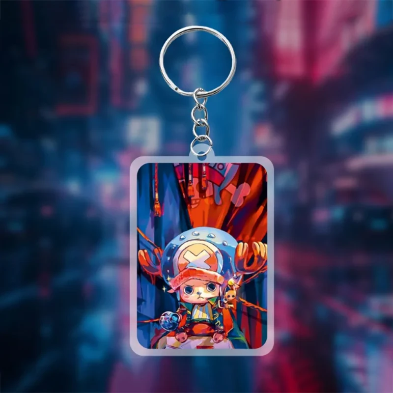 Acrylic Keychain for One Piece Roronoa Zoro Monkey D Luffy Brook Tony Tony Chopper Anime Cartoons Pendant Decoration Key Ring view 2