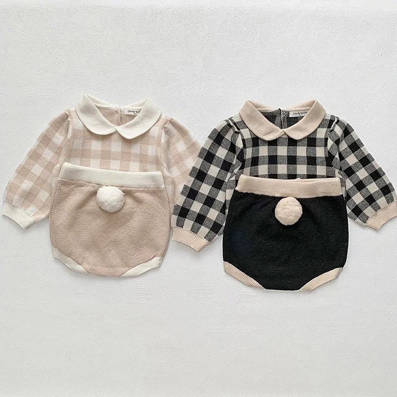 Toddlers Girls Knit Sets Autumn Girls Knit Suit Winter Sweater +PP Shorts 2pcs Cute Knitted Set Gird Baby Kids Princess Outfits