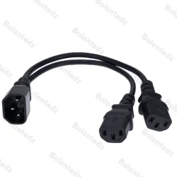 30CM Power Y Type Splitter Adapter Cable Single IEC 320 C14 Male to Dual C13 Female Short Cord for Computer host display