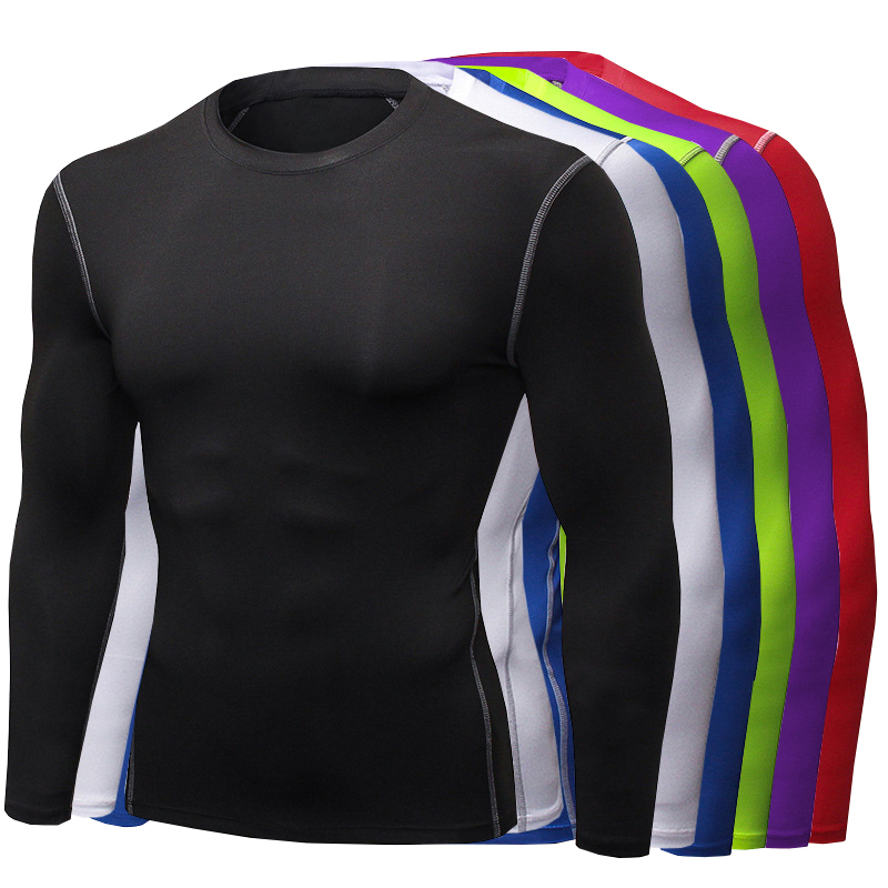  1pcs Men's Long-sleeved Thermal Underwear Male Thin Tight Fitting Fast Dry Elastic Fitness Tops Man Autumn Winter Sprots Wear 