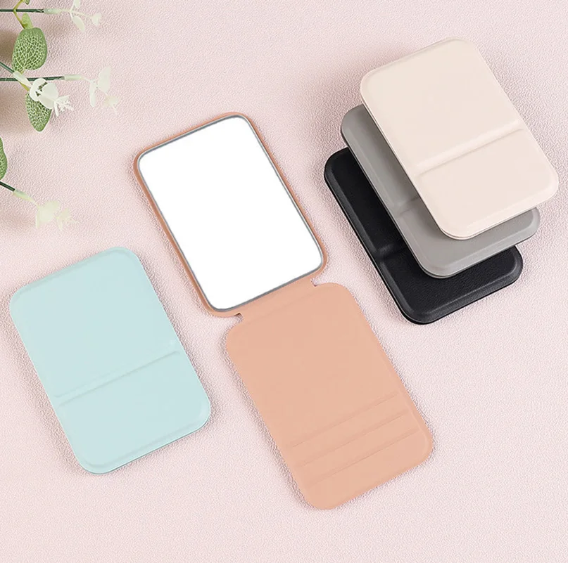 Desktop Folding Makeup Mirror High-quality Portable Makeup Mirror Single-side Creative Women SolidColor PU Leather Makeup Mirror