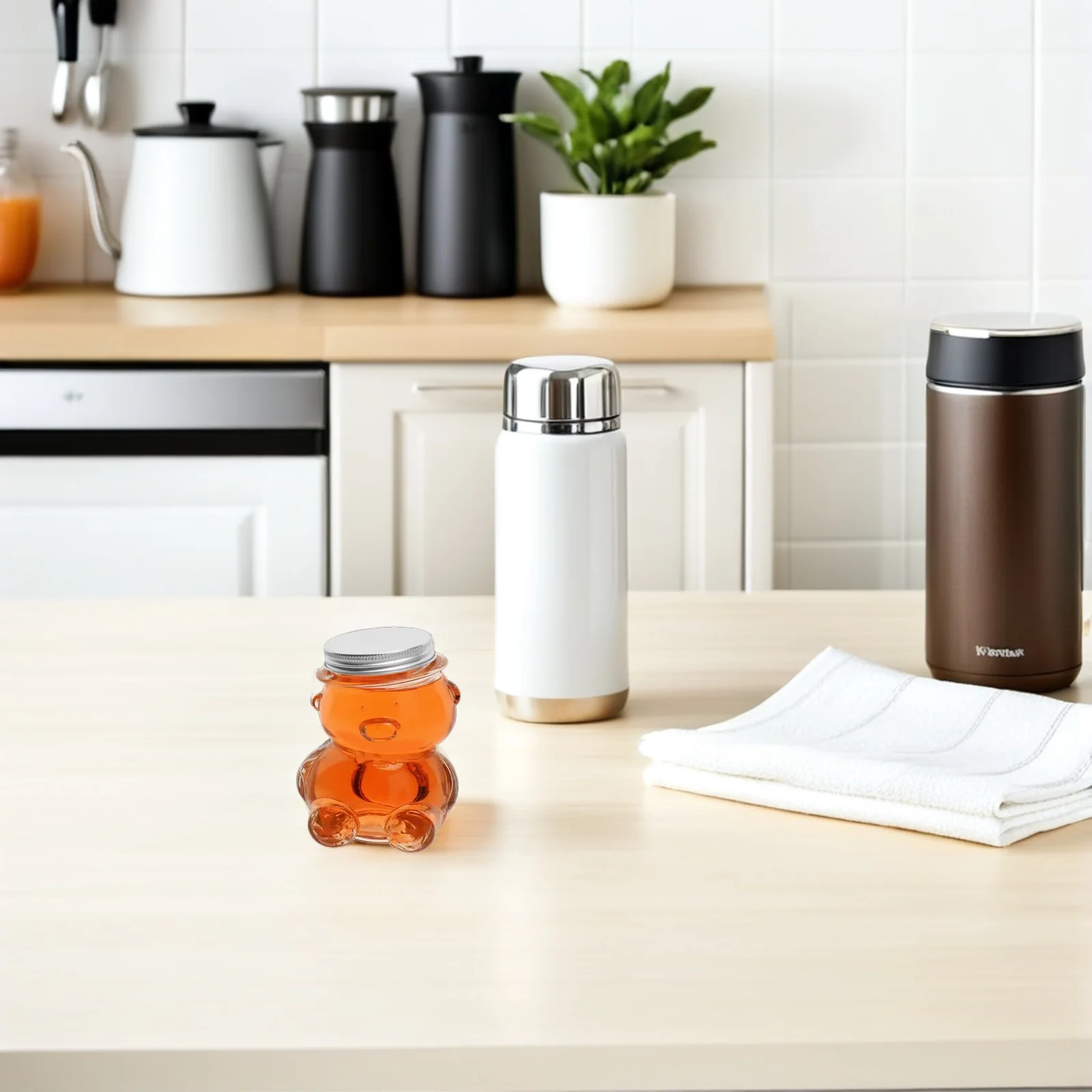 

4Pcs Transparent Honey Jars 160Ml Bear Shaped Glass Dispensers with Screw Lids Reusable Storage Bottles for Kitchen Breakfast
