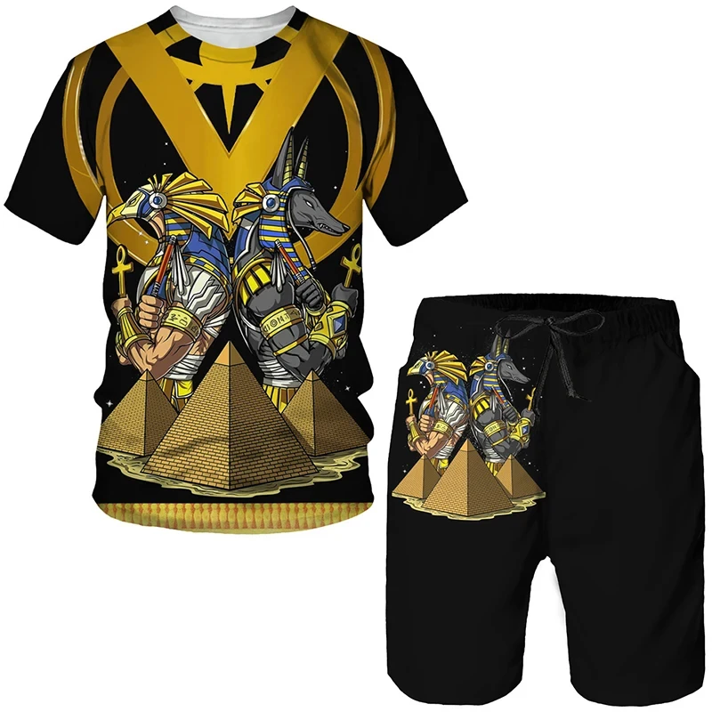 Ancient Egyptian Horus 3D Print Men's T-shirts/Shorts/Sets God Eye of Egypt Pharaoh Anubis Outfits Men Women Streetwear Clothing