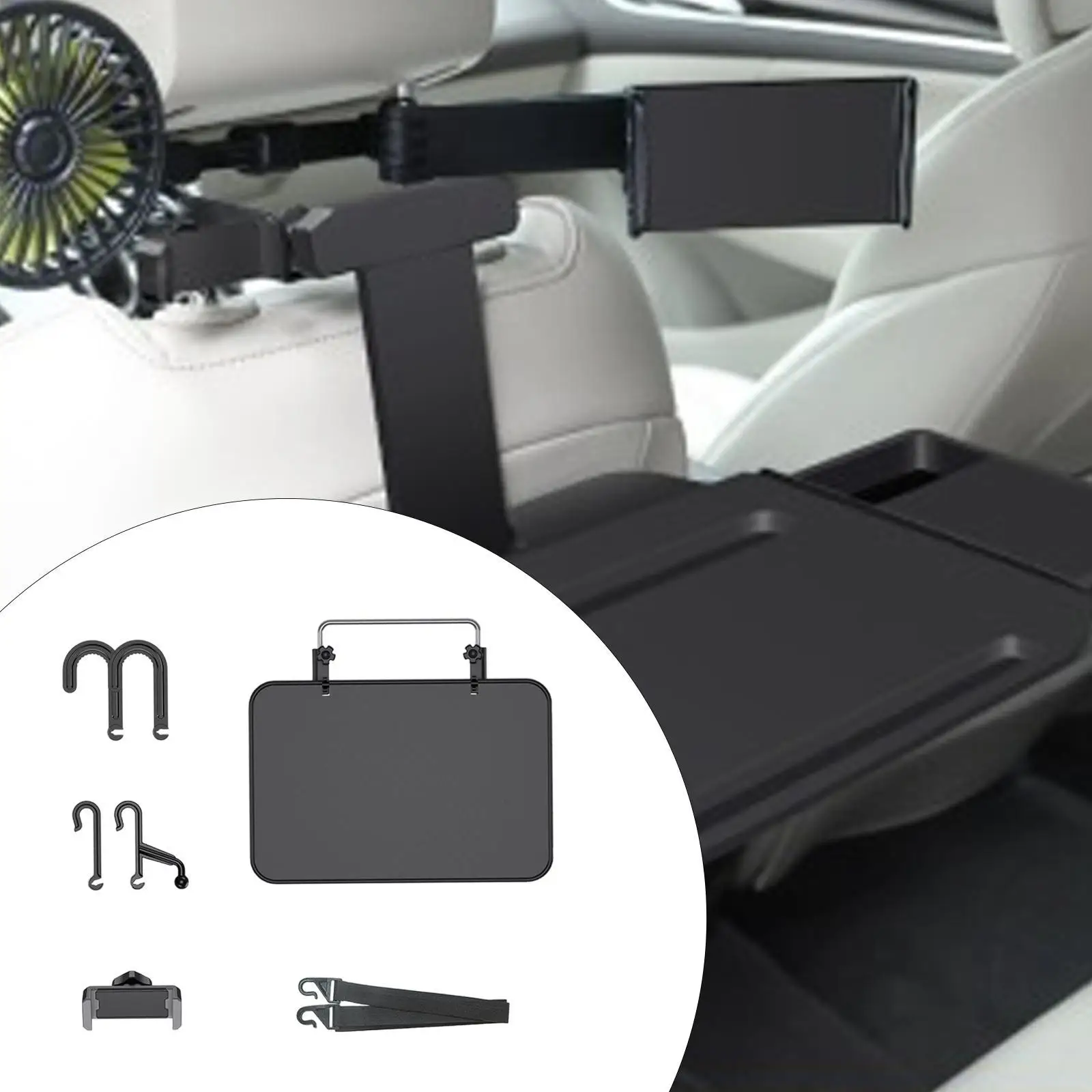 صينية مسند الرأس للمقعد الخلفي سهلة التركيب، صينية تناول الطعام متعددة الاستخدامات لكتب الطعام والشرب وأي عجلة قيادة نموذجية للسيارة