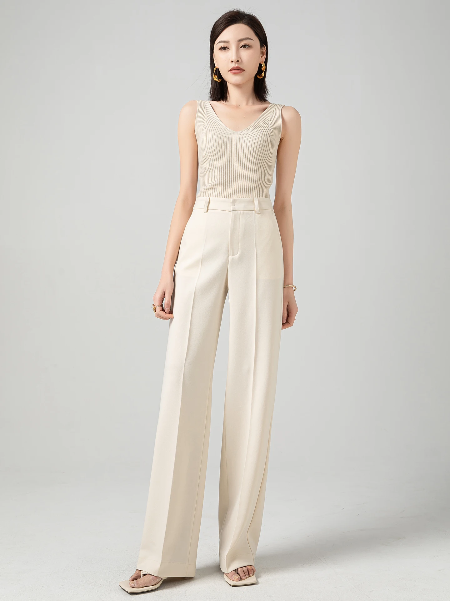 

Women's High Waist Straight Leg Pants hine Waable Iron Free Drapey Wide Leg Trousers Spring Commute Slim Fit Trousers