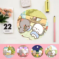 Peach and Goma Animation Round Desktop Desk Mat Kawaii Gaming Accessories Students Writing Pad Mouse Pad for PC Gamer Mousemat