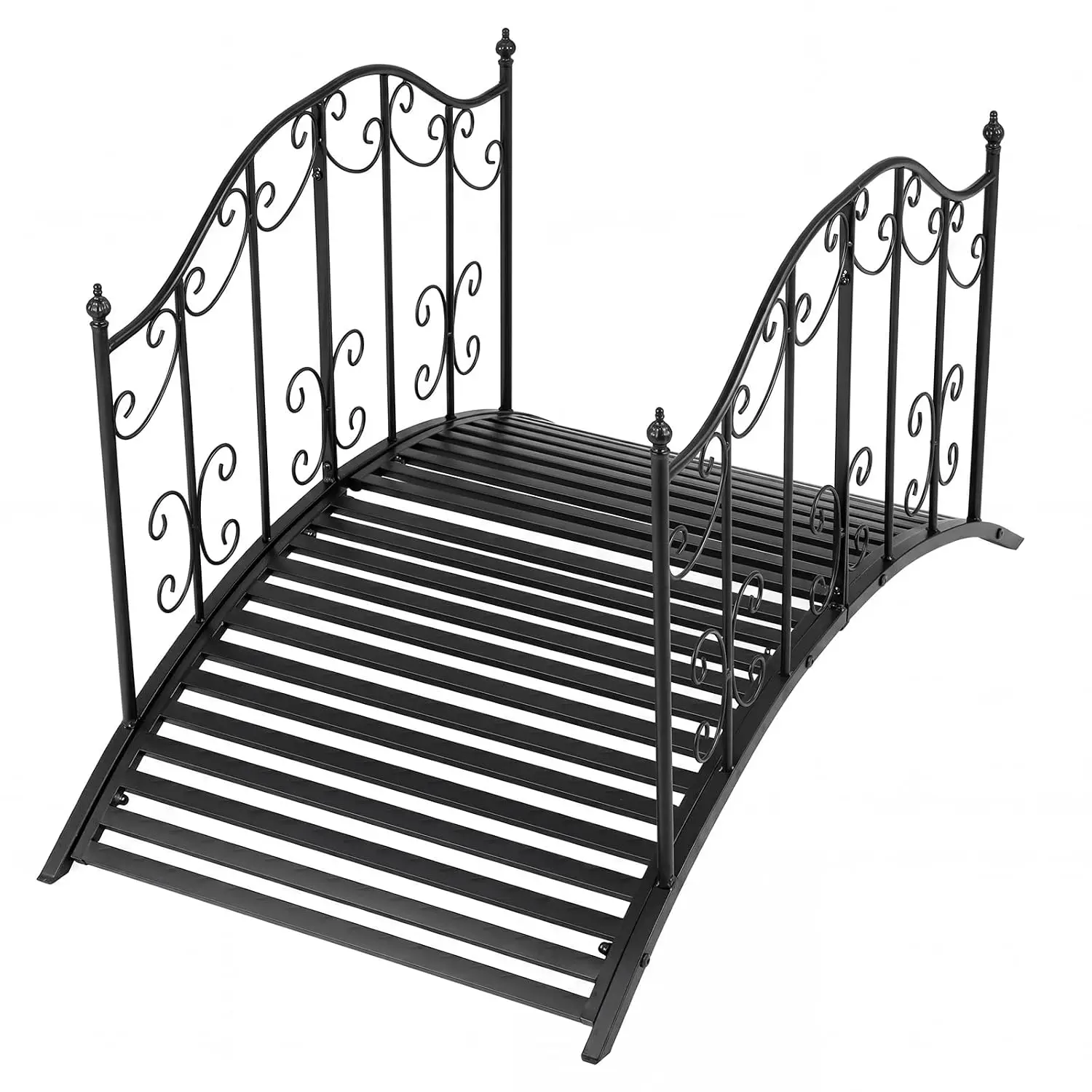 4 FT Metal Garden Bridge, 330 lbs Capacity Outdoor Landscape Bridges with Powder-Coated Finish & Scrollwork Rails,Customized