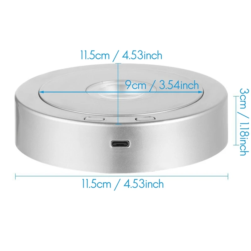 N02R-Round Stand Led Rotating Display Stand Base For Crystals Lighted Base 8 Light Modes Display Pedestals