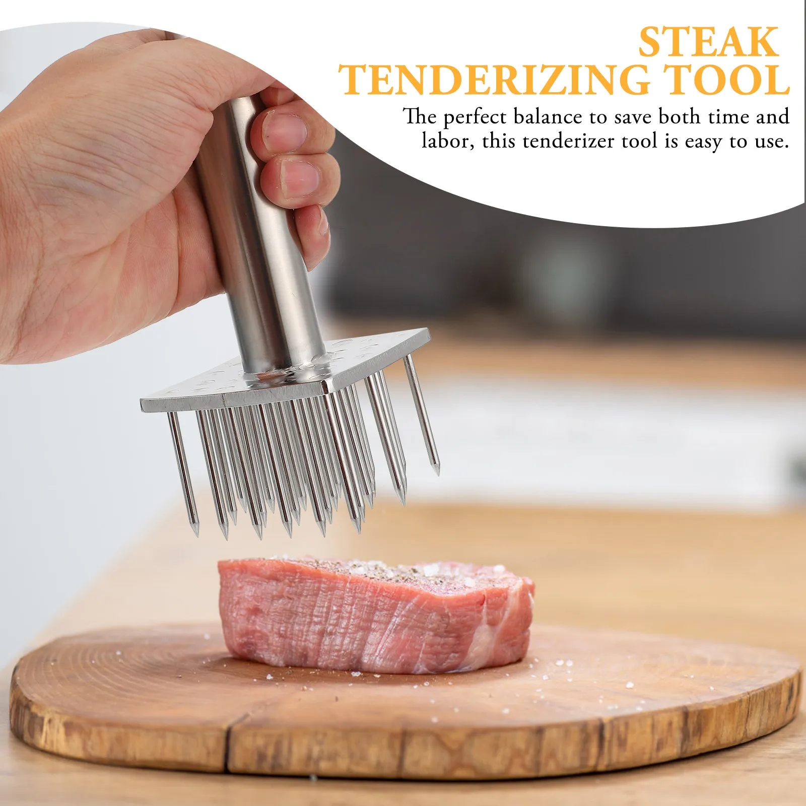 1 unidad de aguja profesional de acero inoxidable para ablandar carne, para carne de res, pescado, ternera, venison, herramienta de cocina para ablandar rápidamente