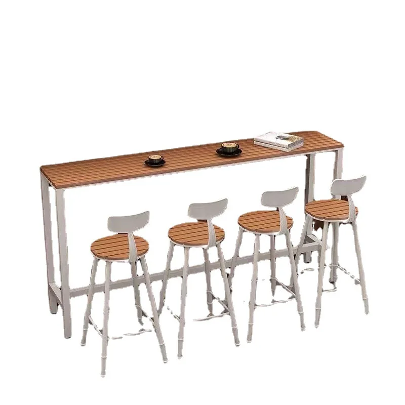 

Leisure Outdoor Bar Table Household Outdoor Balcony Commercial Plastic Wood Coffee Retro Balcony Iron Art