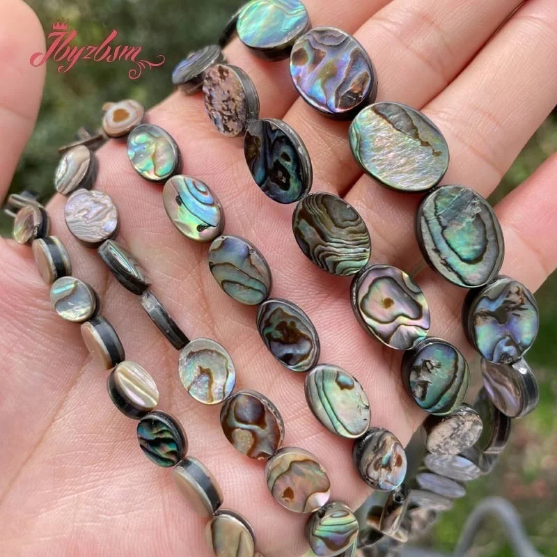 Oval Multicolor Abalone Shell Beads Loose Natural Stone Beads for DIY Needlework DIY Accessories Charms Jewelry Making 15