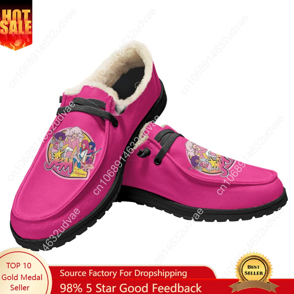 

Jem and The Holograms Casual Shoes Plush Flat Shoe Men Woman Breathable Casual Outdoor Lightweight Footwear Custom Made Shoe