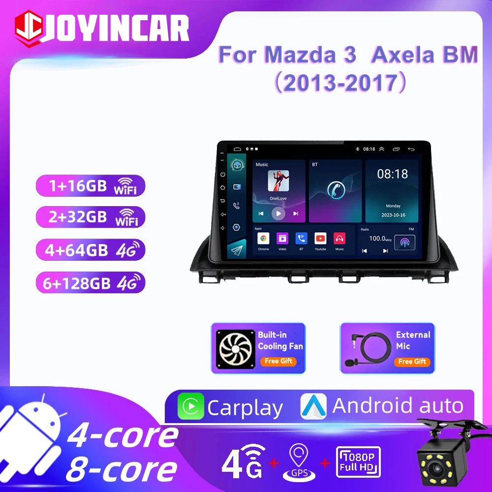 

Автомагнитола на Android 13, мультимедийный видеоплеер, навигация GPS для Mazda 3 Mazda3 3 Axela BM 2013 - 2017 BT, головное устройство Carplay Auto