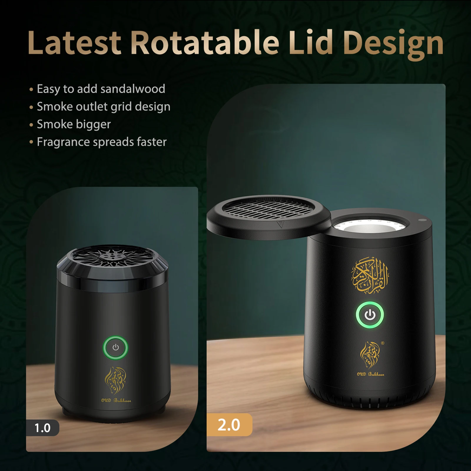 SQ-505 Bluetooth Speaker with Player Electric Incense Burner Aroma Diffuser Incense Holder Censer for Muslim