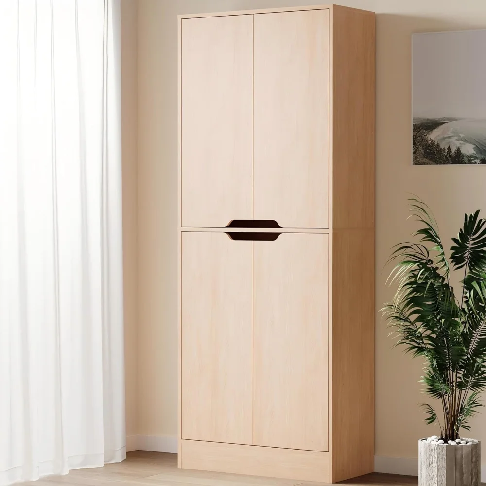 

71" Tall Freestanding Pantry Cabinet, 4 Doors Larder Cupboard with Adjustable Shelves, Kitchen Hutch for Kitchen & Dining Room
