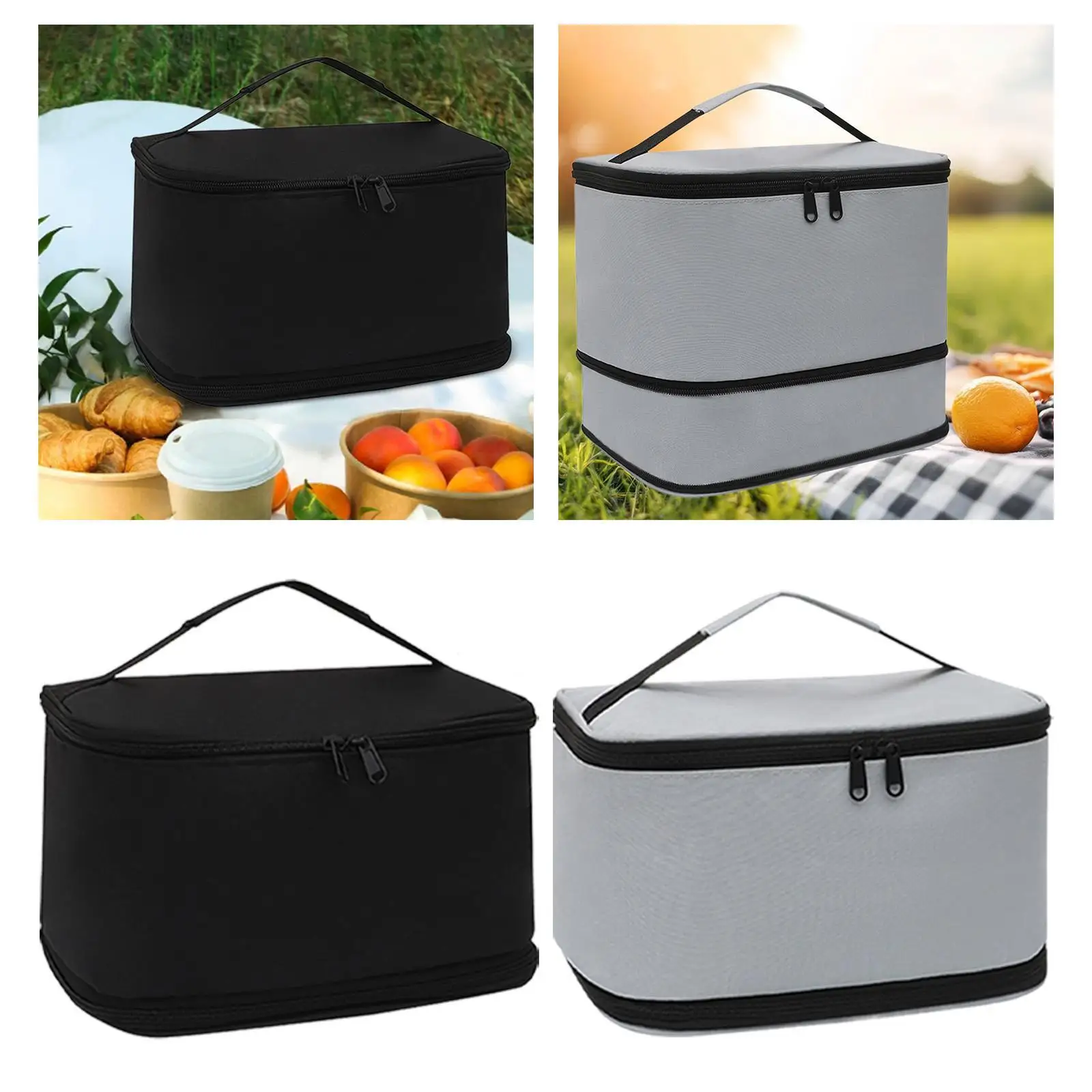 Insulated Cooler Bag Lunch Box Soft Food Delivery with Zipper Closure Insulated