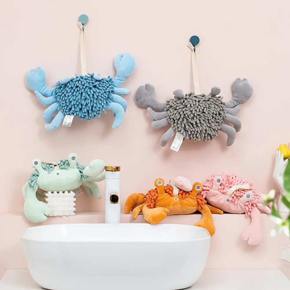 

2026 Soft Chenille Towels Stuffed Animal Hand Towel Chenille Microfiber Soft Absorbent Towel Cute Goose Hedgehog Crab Towel for